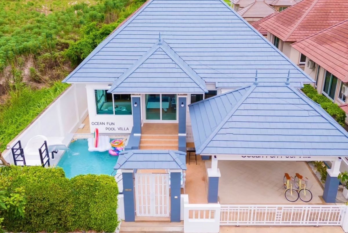 พูลวิลล่าบางเสร่ติดทะเล 150 ม. | Ocean Fun Pool Villa | สระส่วนตัว Pet-Friendly