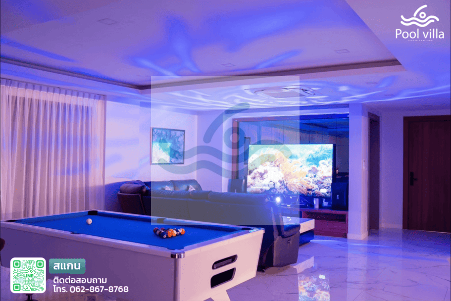 โต๊ะพูล Best Fun Pool Villa พูลวิลล่าหรู 6 ห้องนอน ใกล้หาดจอมเทียน 1 กม