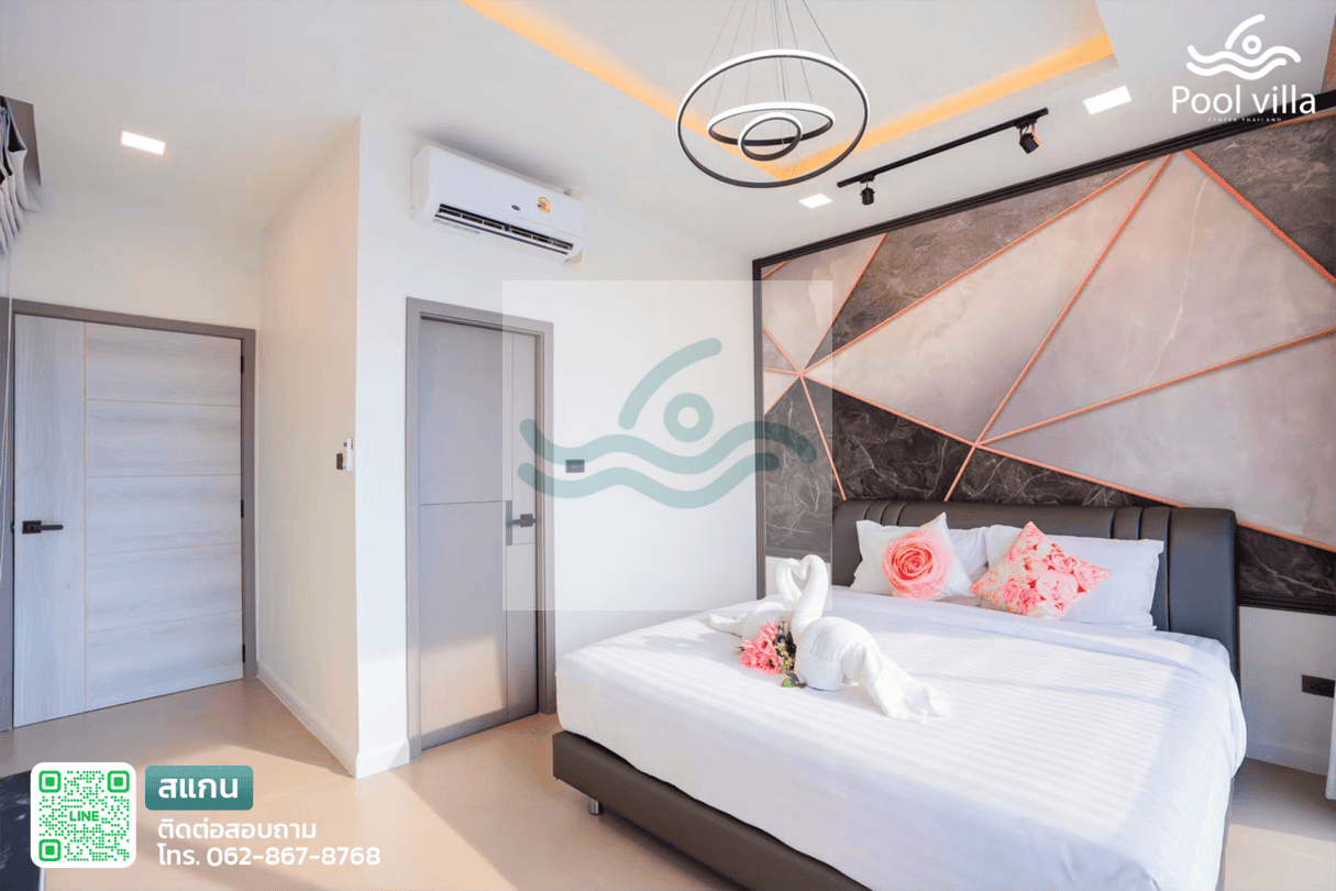 พูลวิลล่าจอมเทียน 5 ห้องนอน ใกล้ทะเล ห้องนอน