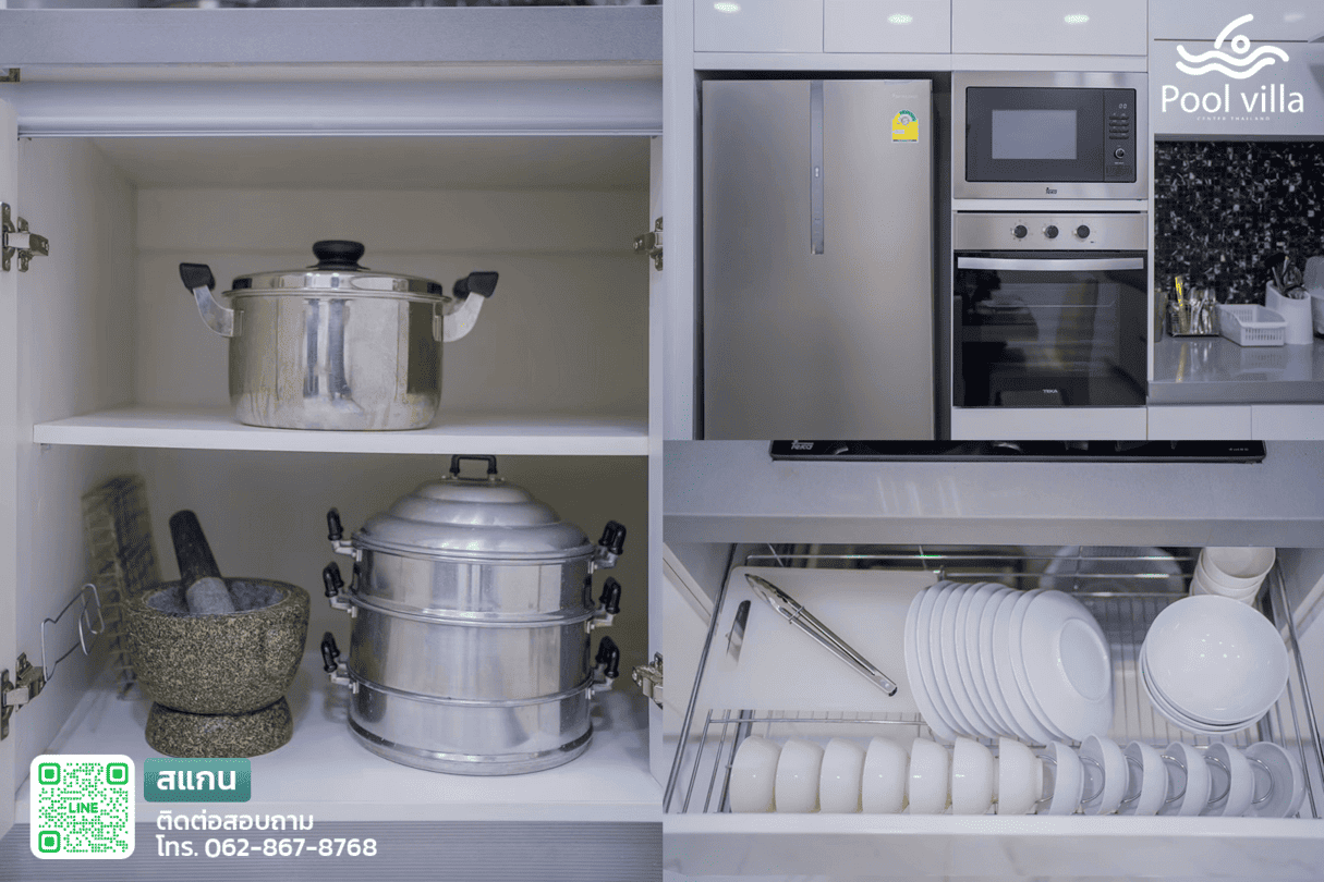 พูลวิลล่าจอมเทียน หลังใหญ่ ให้เช่า เครื่องครัว