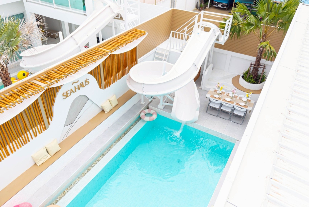 สระว่ายน้ำ Sea Haus Pool Villa Pattaya พูลวิลล่าสไตล์บาหลี โซนห้วยใหญ่