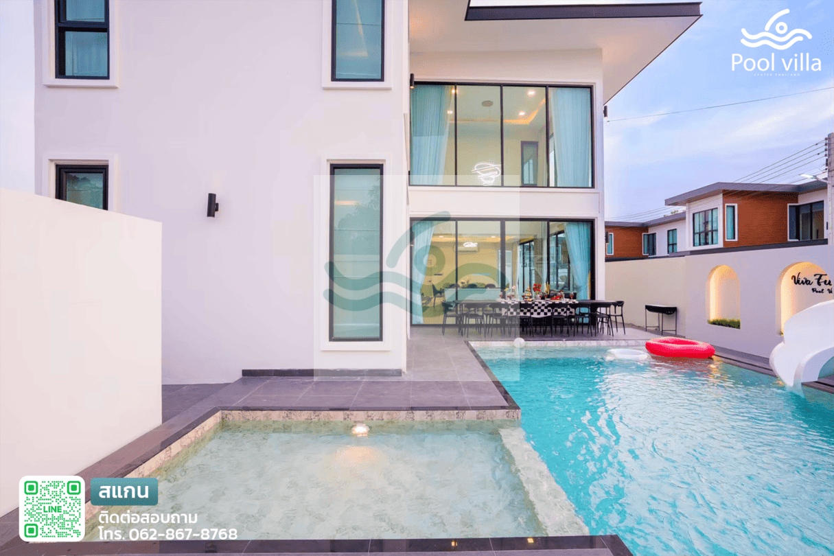 พูลวิลล่าจอมเทียน 5 ห้องนอน ใกล้ทะเล สระ