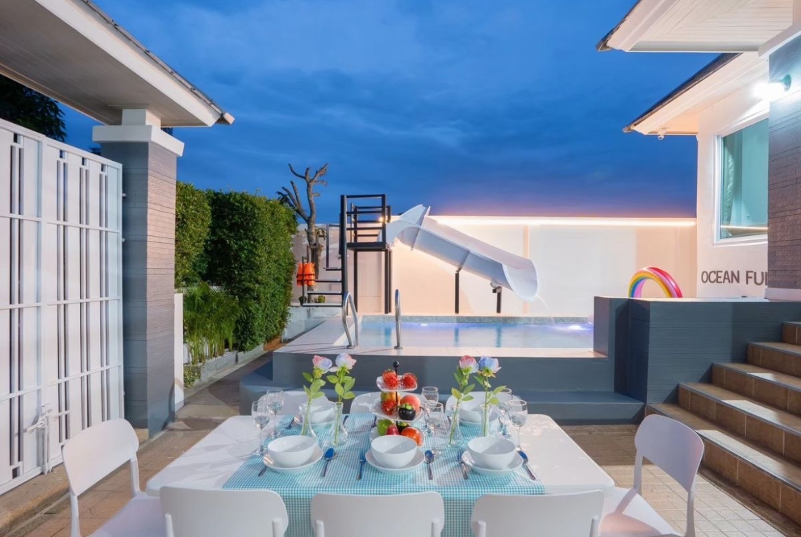พูลวิลล่าบางเสร่ติดทะเล 150 ม. | Ocean Fun Pool Villa | สระส่วนตัว Pet-Friendly